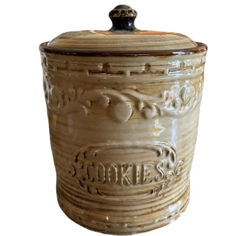 Vintage Cookie Jar Oven Proof Stoneware Made in USA No Chips or cracks